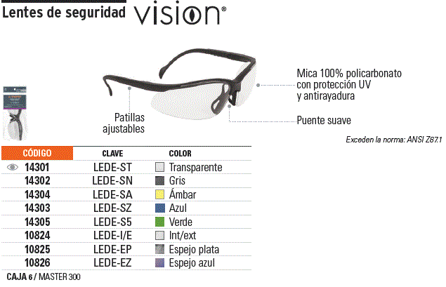 Lentes de seguridad espejo plata, Truper Visión / 10825-