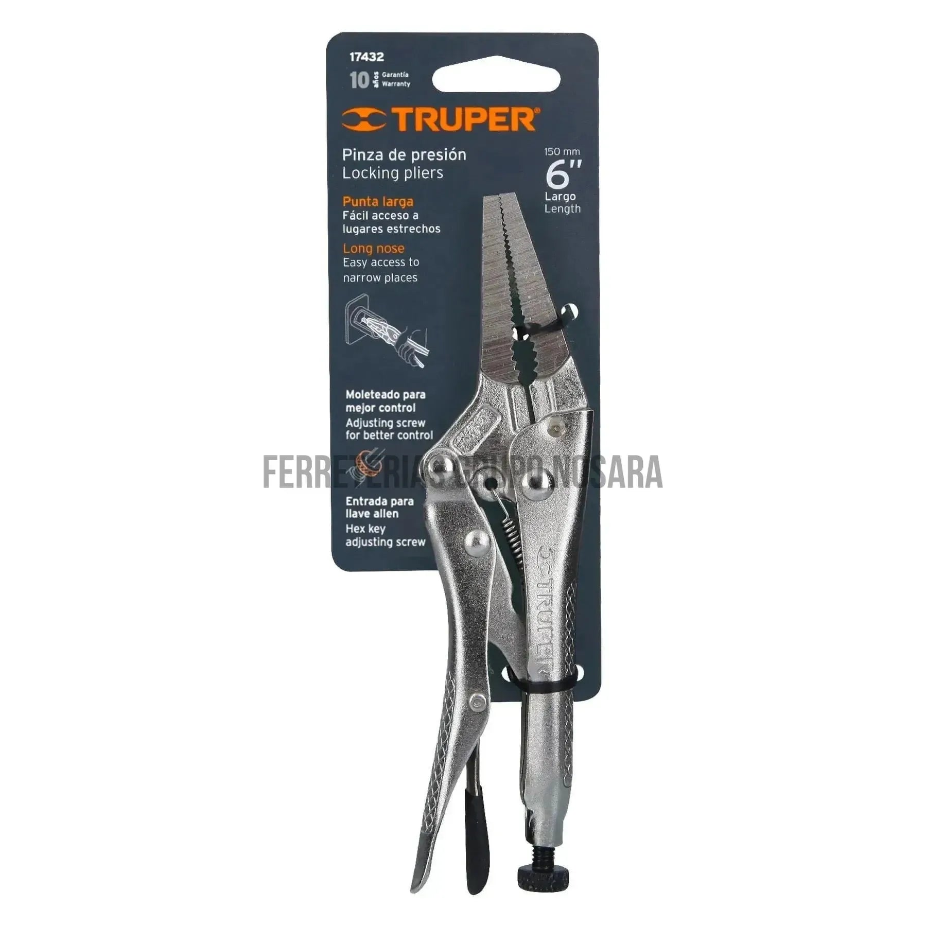 TRUPER ALICATE GRIP 6"" PUNTA LARGA PPT / 17432-