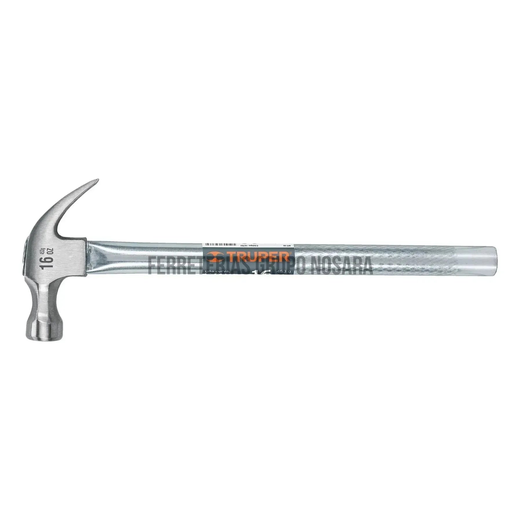Martillo tubular pulido 16 oz uña curva, Truper / 16701-