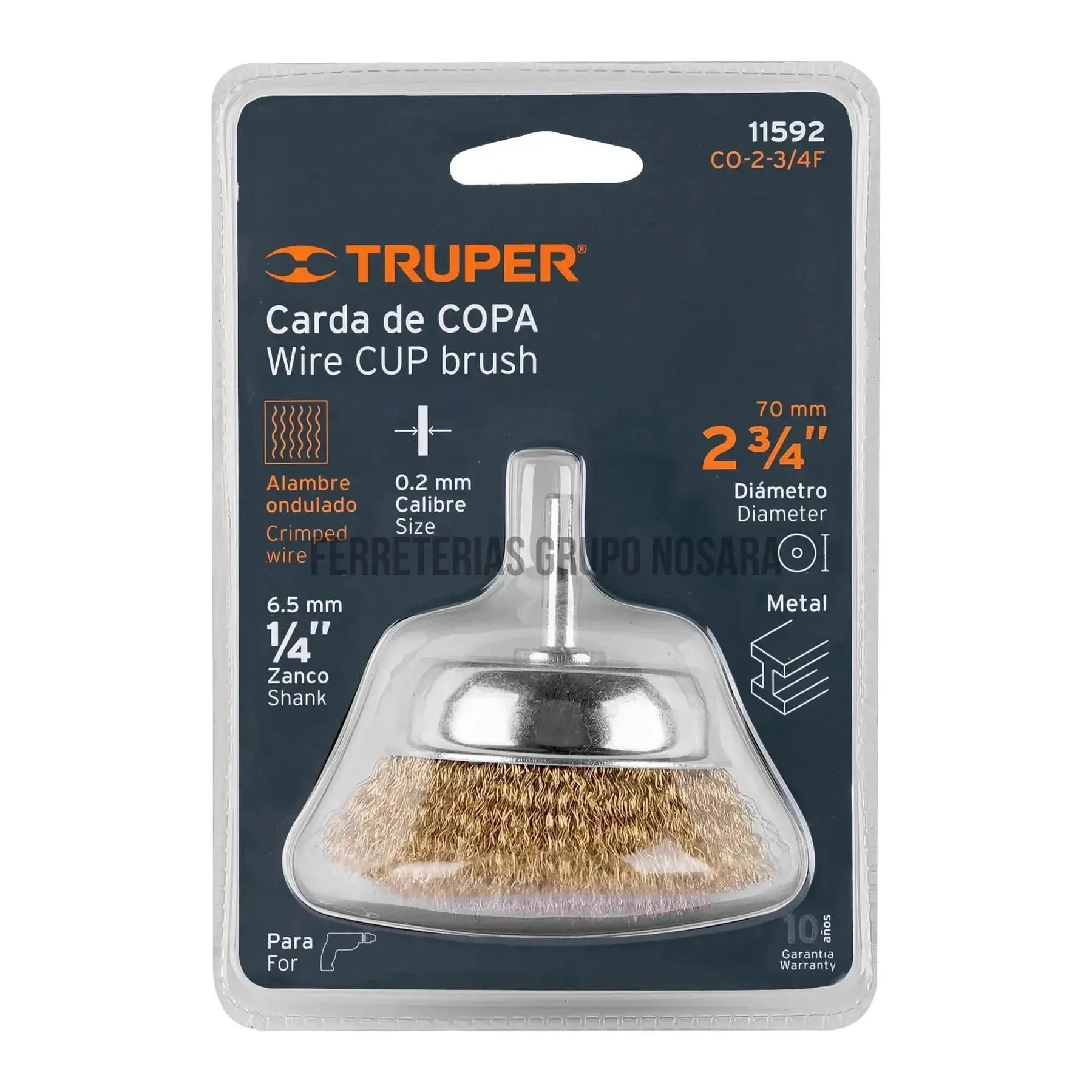 Carda de copa 2-3/4" alambre fino para taladro TRUPER / 11592-