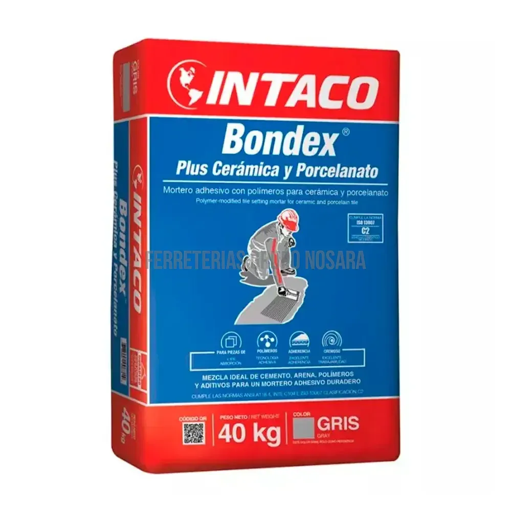 BONDEX PLUS 40KG INTACO PORCELANATO GRIS-