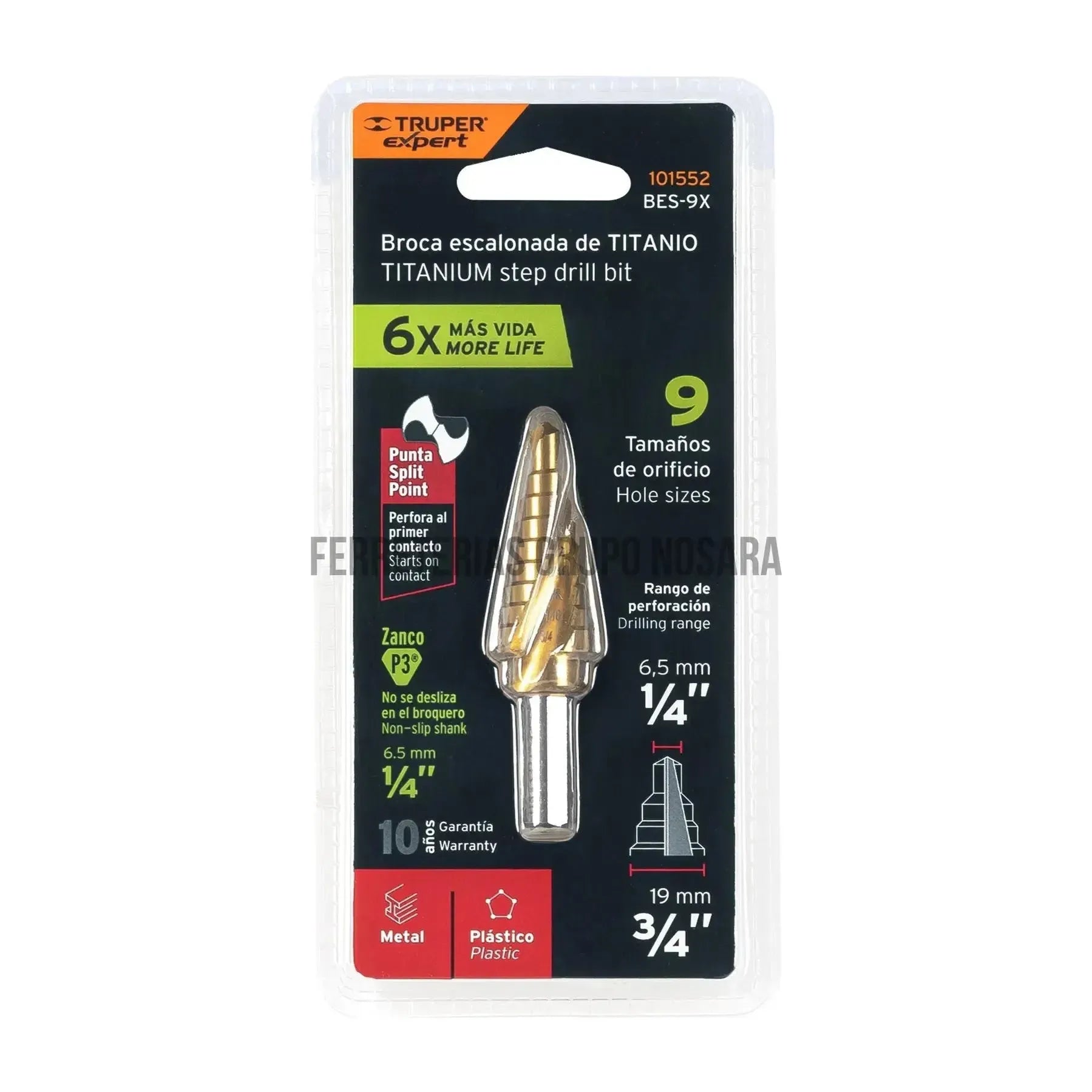 Broca escalonada titanio 9 escalones 1/4 a 3/4 TRUPER / 101552-