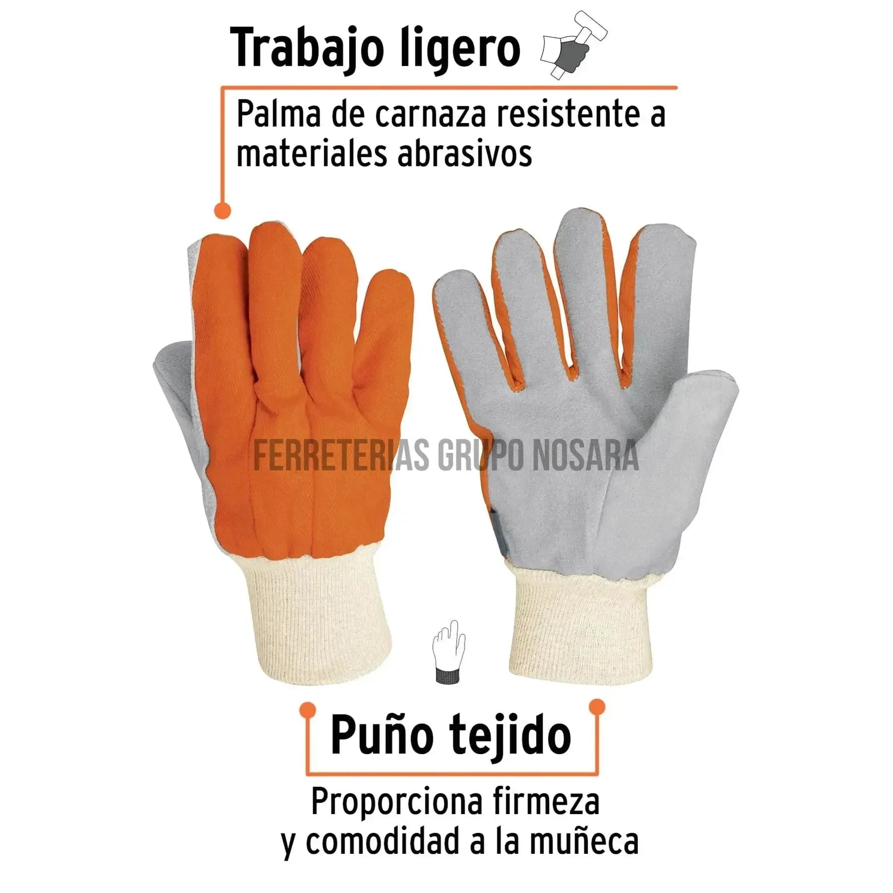 Guantes carnaza y loneta, uso ligero, Truper / 14244-