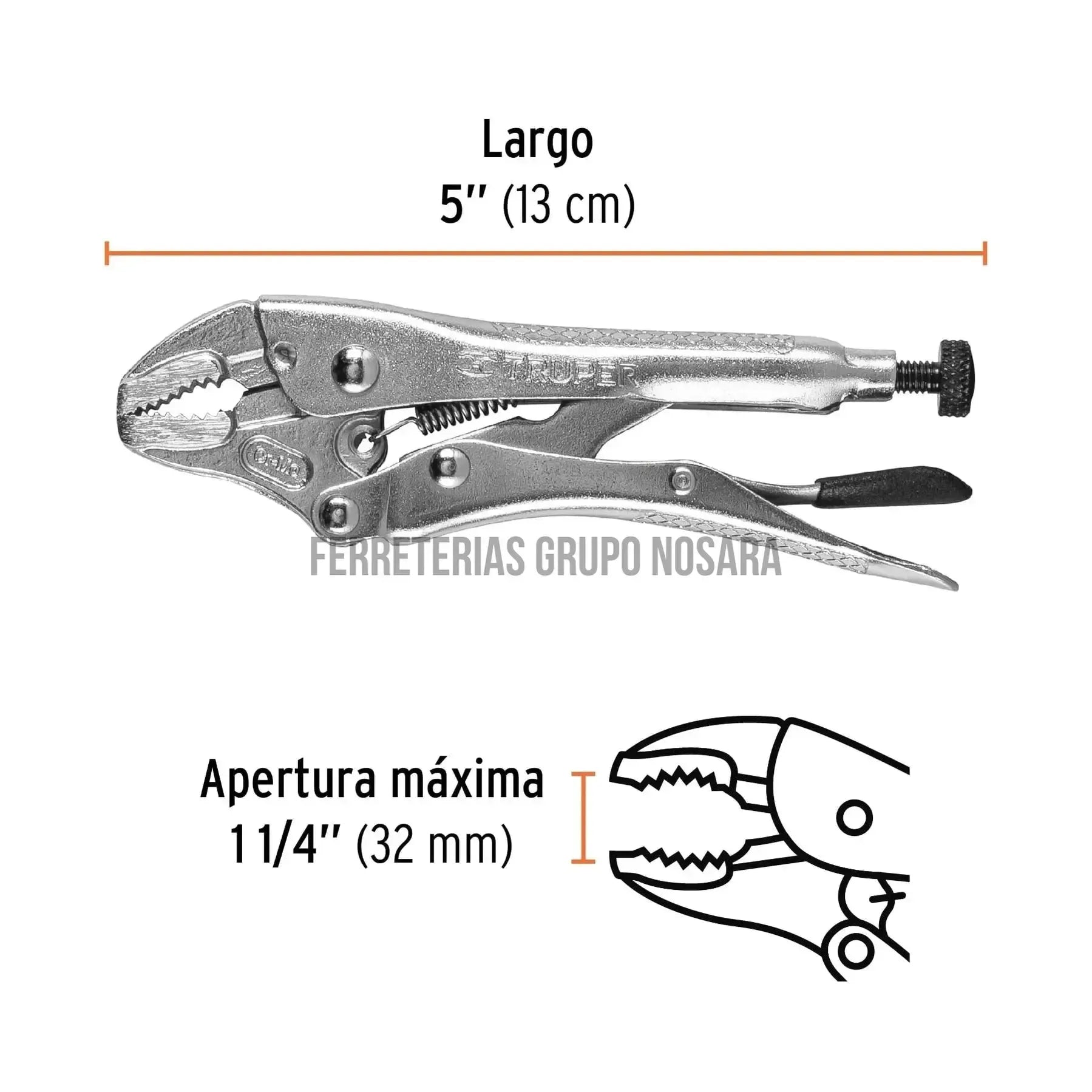 Pinza de presión 5" mordaza curva, Truper / 17420-