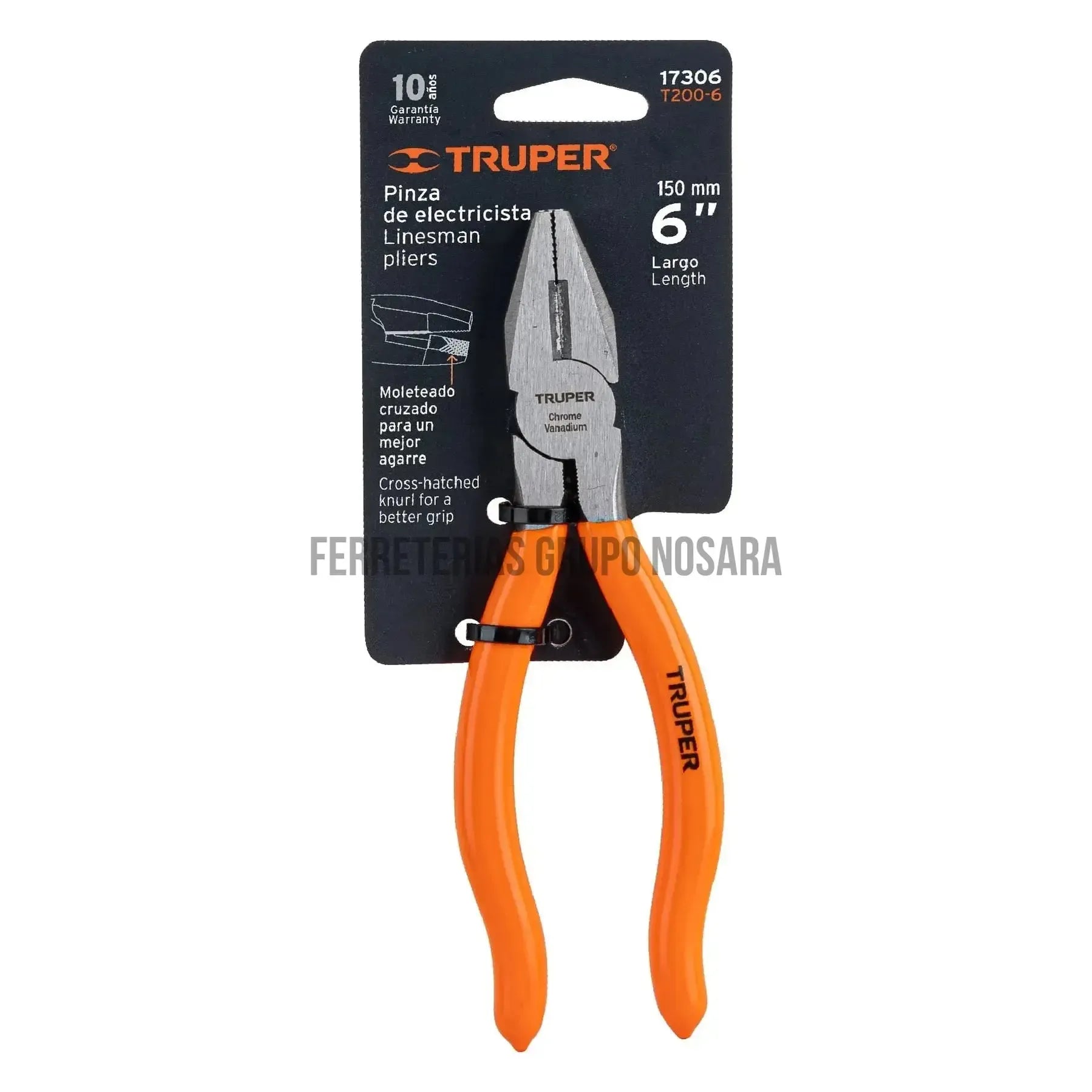 Pinza para electricista 6" mango de PVC Truper T200-6 / 17306-