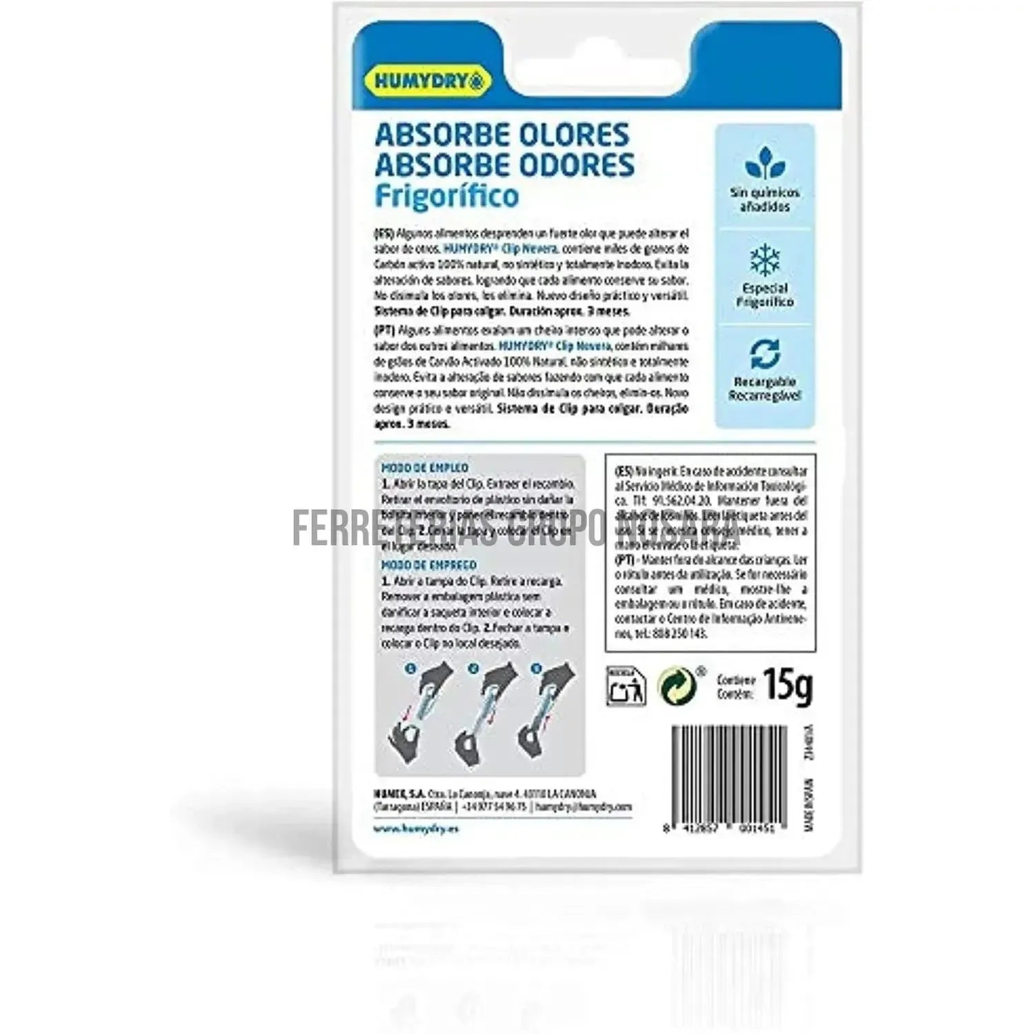 ABSORBE OLOR PLASTICO CLIP 15G FRESH Z34104 PARA REFRIGERADOR-