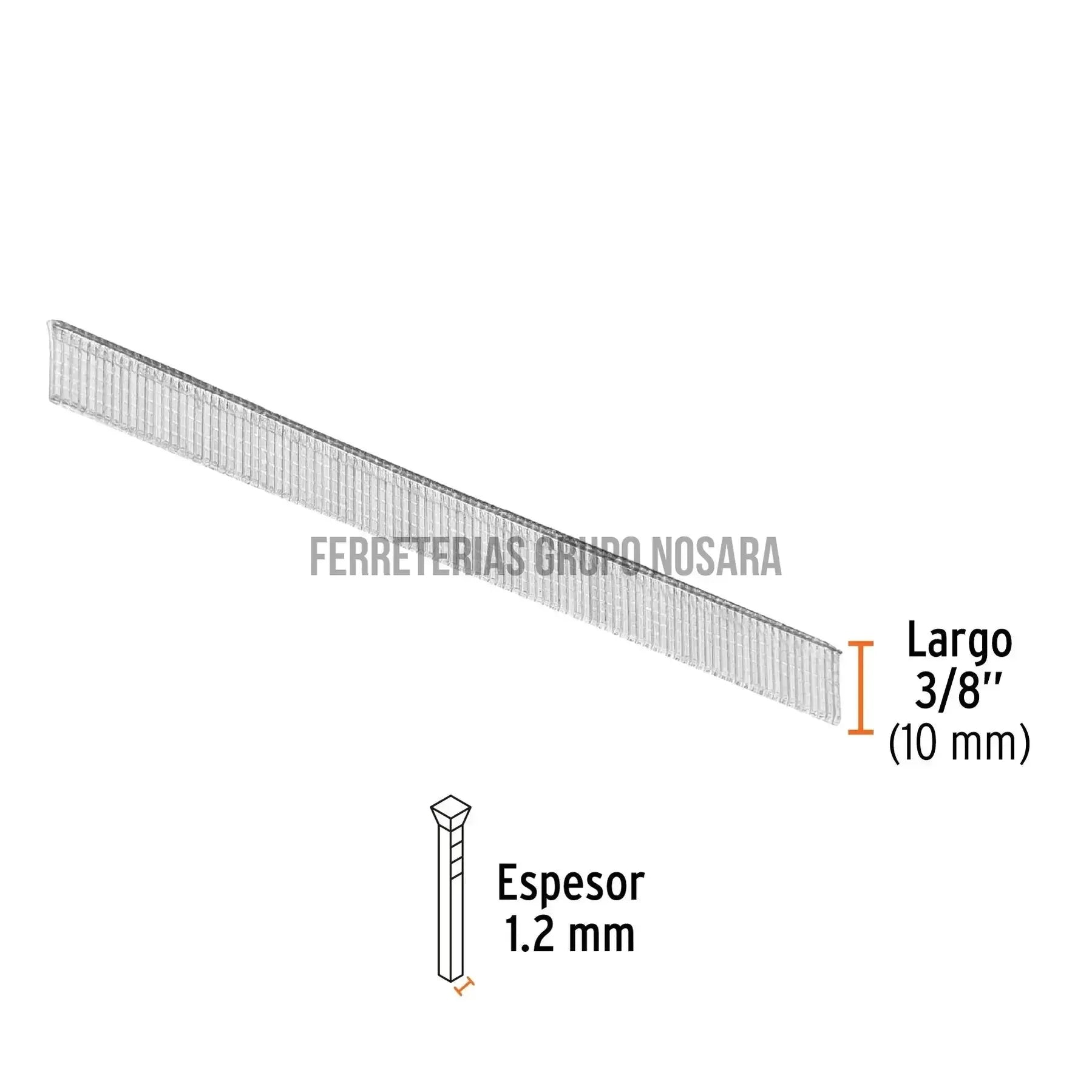 Clavos para clavadora neumatica 3/8" Truper CLANEU-18-10 / 18260-
