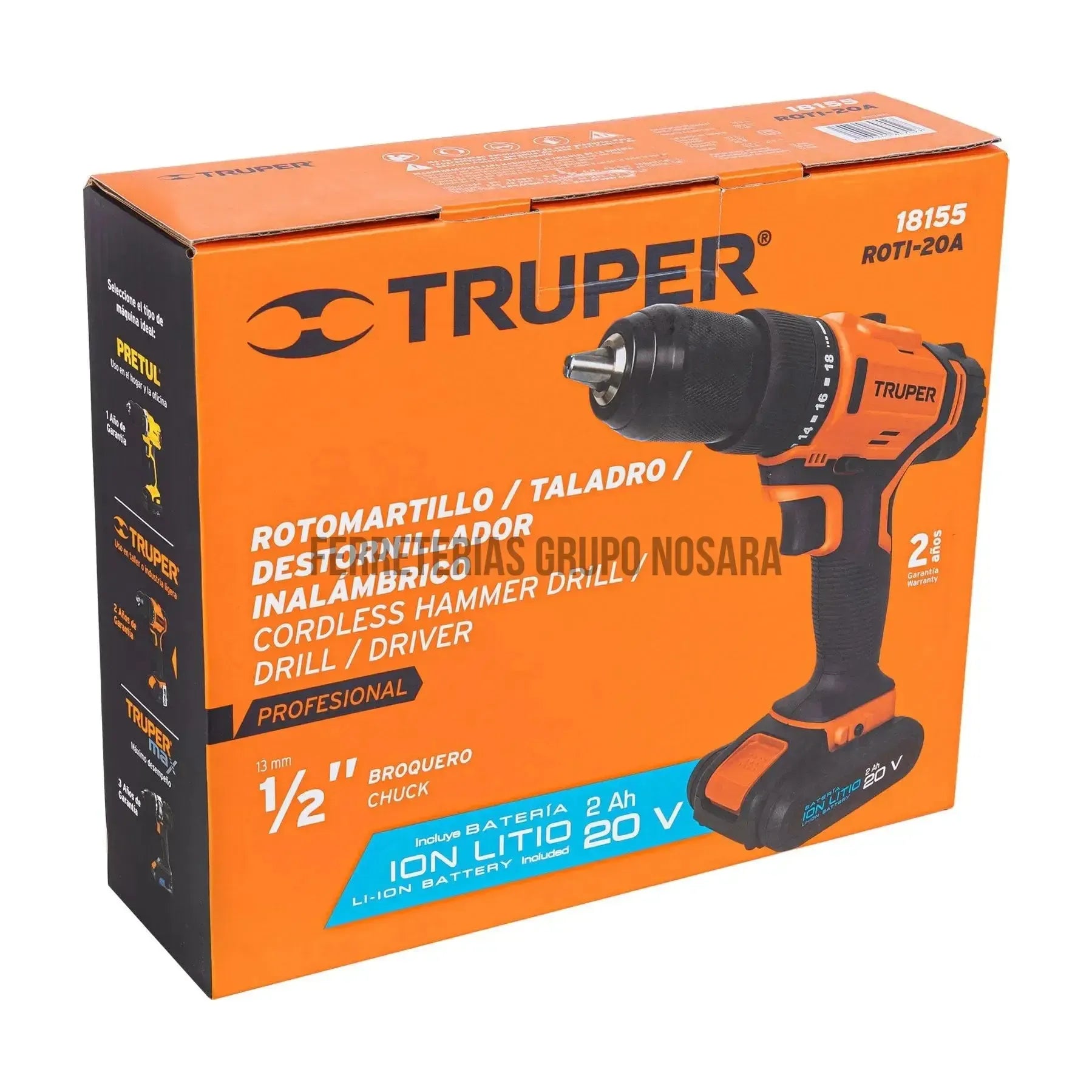 Rotomartillo inalámbrico 1/2', 20 V, Truper / 18155-