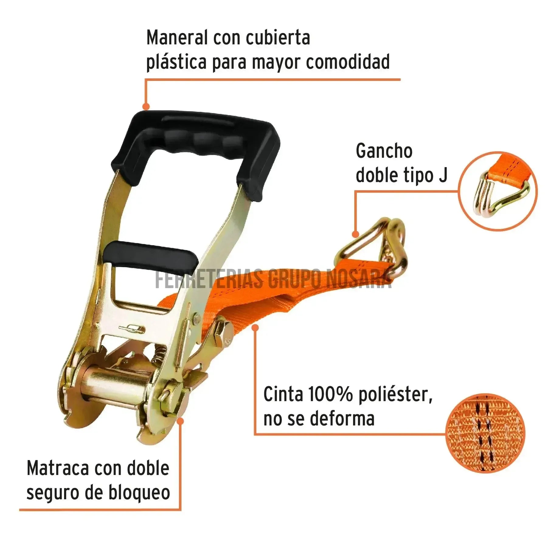 Sujetador con matraca carga máxima 3000 kg, Truper / 19286-