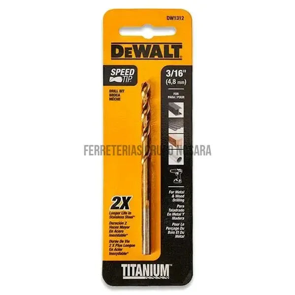 Broca para metal de titanio 3/16" Dewalt DW1312 G-