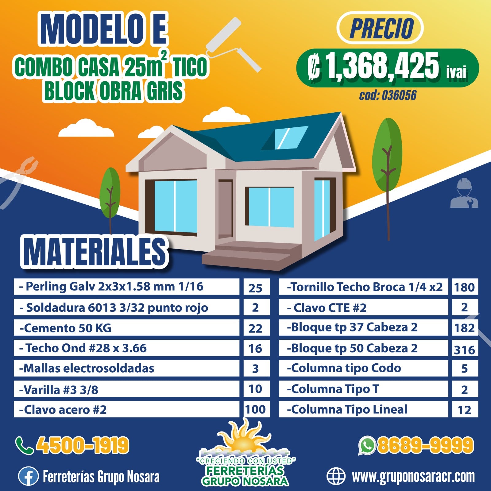 COMBO CASA TICO BLOCK 25 M2 OBRA GRIS