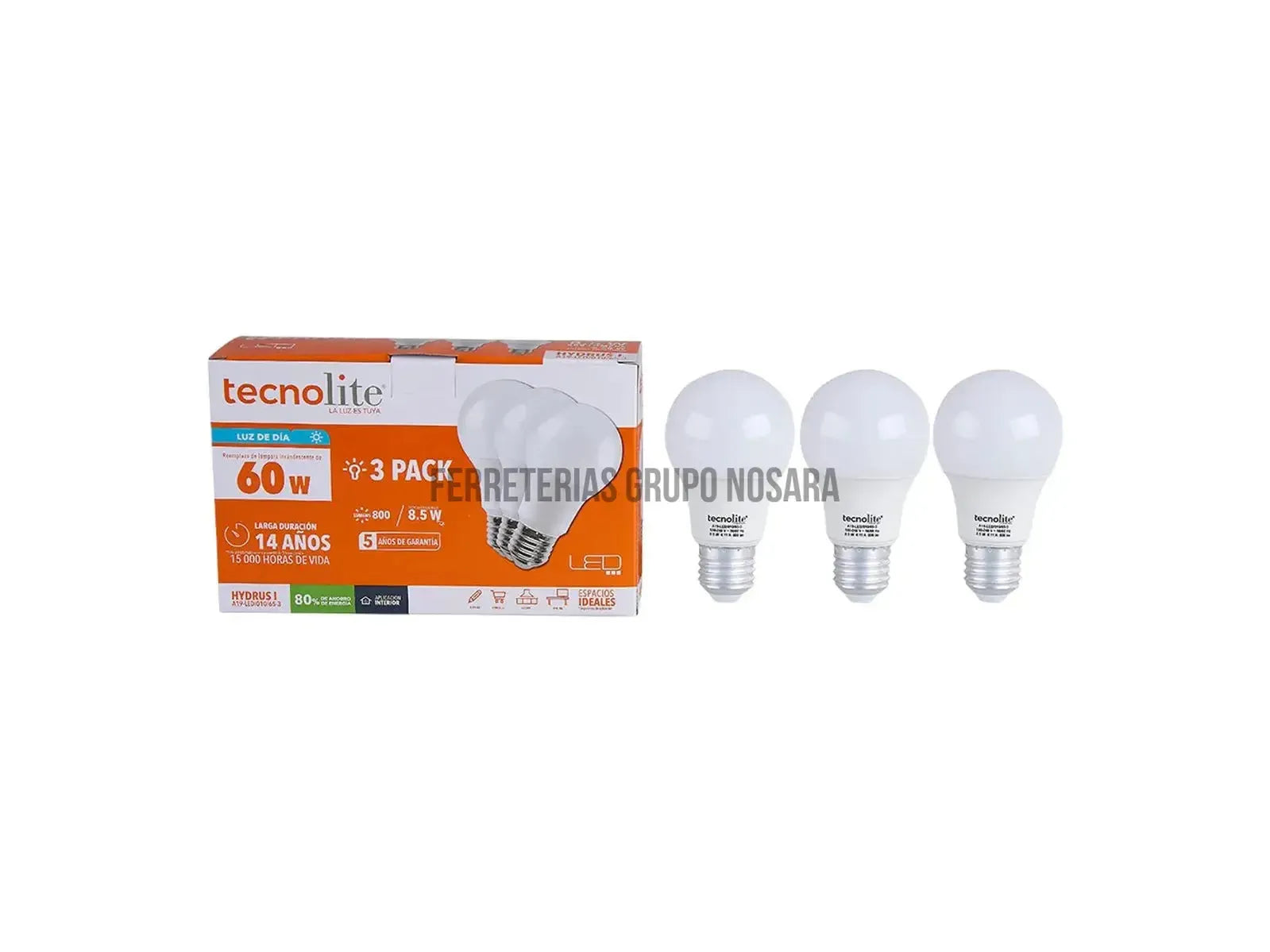 TECNO LITE BOMBILLO LED 8.5W 6500K 3Pack-