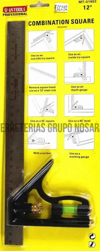 ESCUADRA CON NIVEL POSICIONES 12″ UYUSTOOLS-