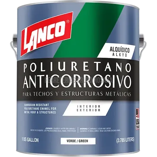 Pintura anticorrosiva poliuretano para techos y estructuras metalicas galon Lanco verde / MM96-4-001424-718594009643