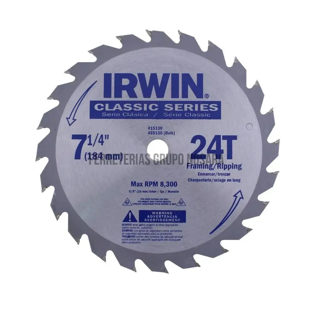 Disco sierra corte general 7-1/4" 24T Irwin / 15130LA-002376-024721151308