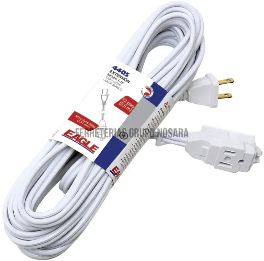 Extension electrica 2 salidas 4.5 metros blanco 13A cable SPT 2x16 Eagle 4405-15W-002860-7441109004439
