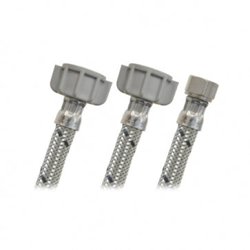 Tubo de abasto T de acero para lavatorio 1/2 x 1/2 AM x 3/8 COMP 55 cm / EAL-V55 Coflex