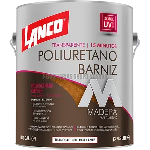 Barniz poliuretano brillante transparente 15 minutos galon Lanco / PV360-4-007172-718594036045