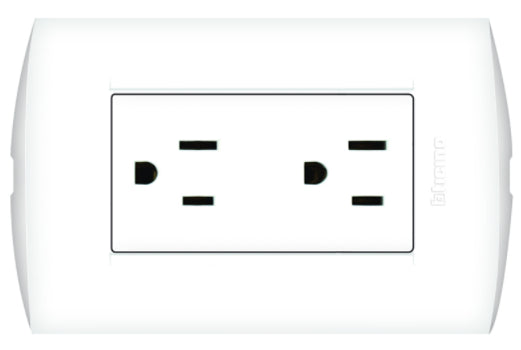 Tomacorriente doble 2P+T 15A tamper resistant 3 modulos blanco Modus Style / AE2228S2