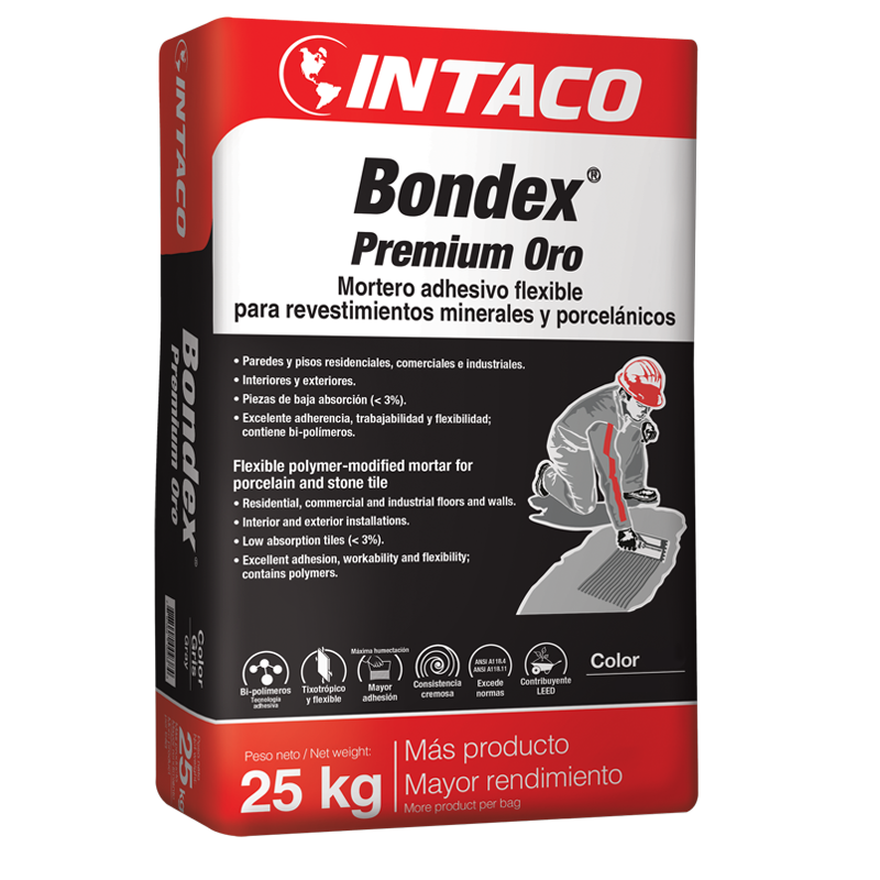 Mortero adhesivo Bondex Premium Oro saco 25 kg Intaco (blanco)