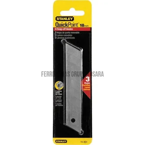 Hoja para cutter Snap-Off 18 mm Stanley 11-301 (3 por paquete)-011301-076174113013