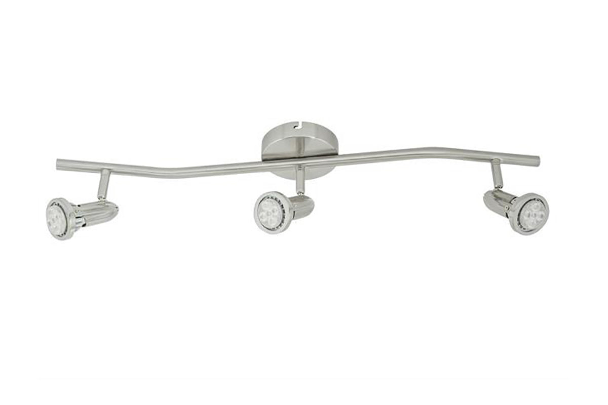 Lampara spot dirigible 3 luces GU10 150W 100-240V con riel curvo satinado Bolognia II Tecnolite 180LVR603MVS