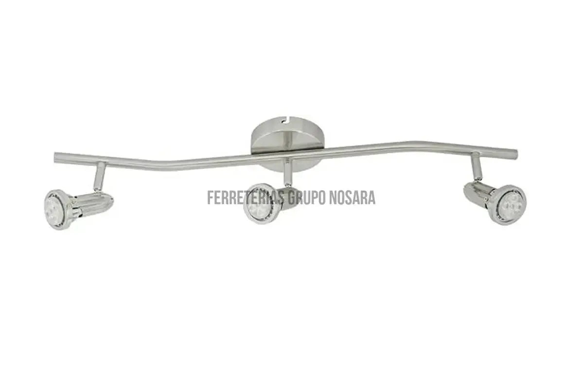 Lampara spot dirigible 3 luces GU10 150W 100-240V con riel curvo satinado Bolognia II Tecnolite 180LVR603MVS-