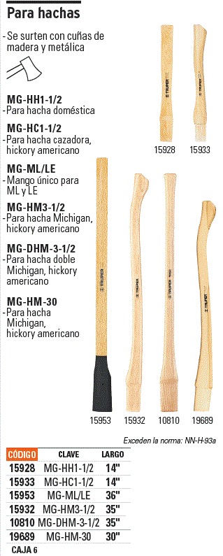 Mango de 36" para hachas media labor y labor entera, Truper / 15953-