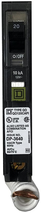 Breaker 1 polo 20A 120/240V UL con falla de arco Square D / QO120CAFI