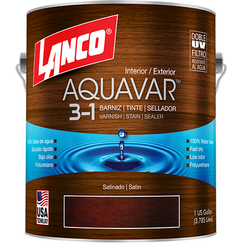 Barniz tinte sellador 3 en 1 galon Aquavar Lanco (marron oscuro) / AQ1361-4