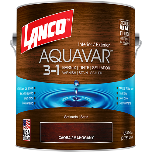Barniz tinte sellador 3 en 1 galón Aquavar Lanco caoba / AQ1360-4