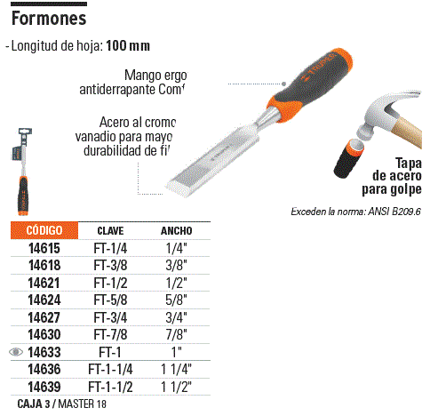 Formones, mango Comfort Grip / 14615-