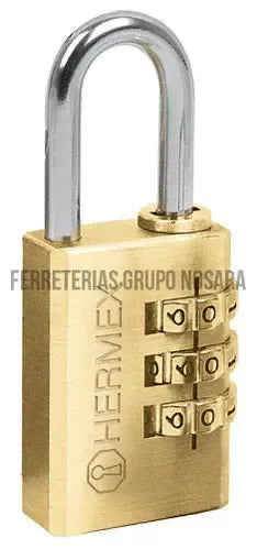 Candado de combinación 28 mm cuerpo de latón en blíster / 43347-028654-7501206672686