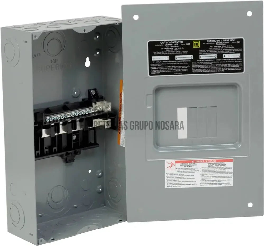 Centro de carga de empotrar 4-8 circuitos 100A 120/240V UL Square Db/ QO148L125GF-032074-785901484387