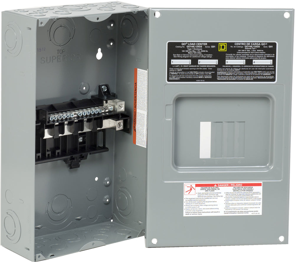 Centro de carga de sobreponer 4-8 circuitos 100A 120/240V UL Square D / QO148L125GS