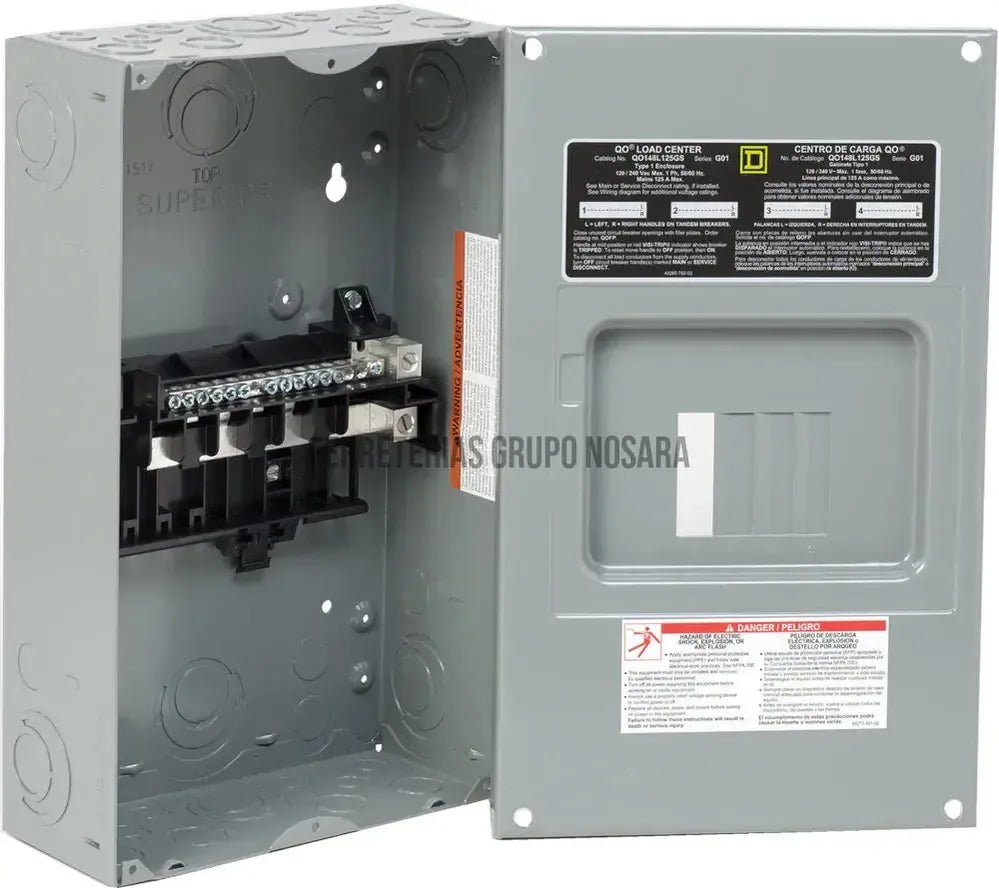 Centro de carga de sobreponer 4-8 circuitos 100A 120/240V UL Square D / QO148L125GS-032582-785901484400