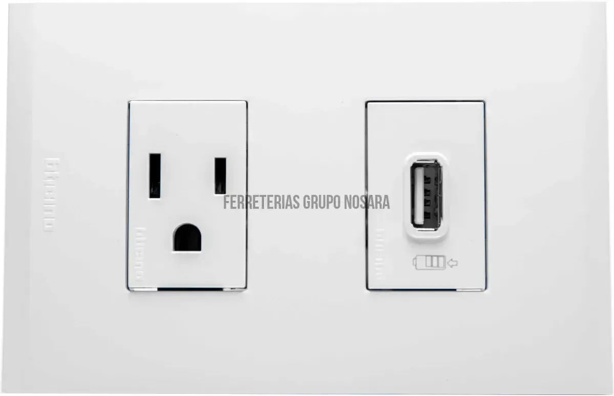 Tomacorriente sencillo 2P+T 16A TR+Toma USB tipo A 1100mA blanco Nobile Btic / AF2231USBEB-032656-8005543661574