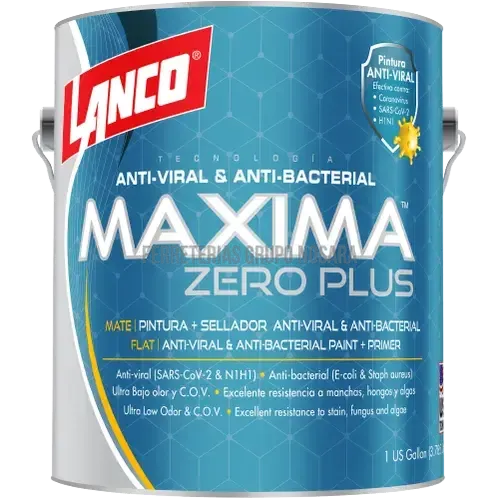 Pintura sellador antibacterial mate Maxima Zero Plus galon Lanco MA4410-4 (blanco)-
