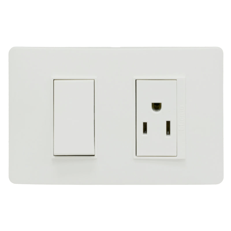 Tomacorriente e interruptor 2 Polos 15A blanco Luzica Bticino / PU5231