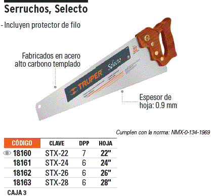 Serrucho 22" Selecto, 7 DPP, Truper / 18160-