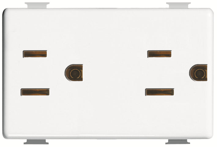 Tomacorriente doble 2P 15A 120-250V 3 modulos con puesta a tierra blanco Matix Bticino AM5115DS