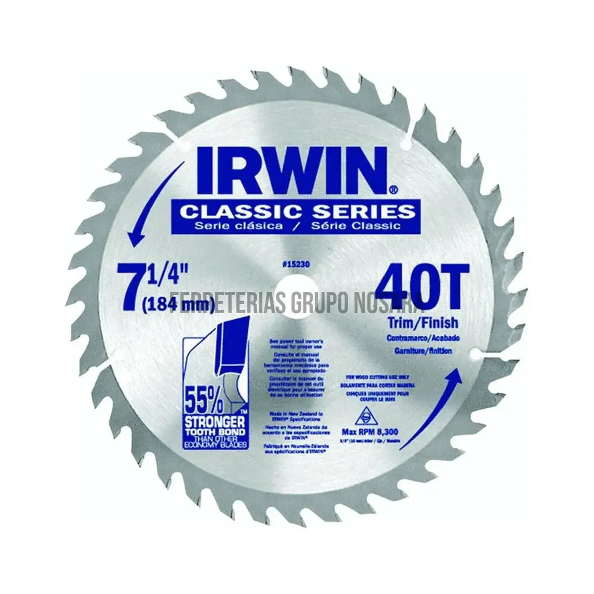 Disco sierra corte fino 7-1/4" 40T Irwin / 15230LA-
