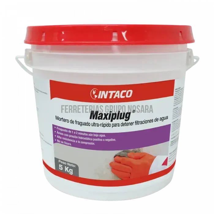 Mortero impermeabilizante para detener fugas de agua Maxiplug 5 kg Intaco (gris)-104088-787002000855