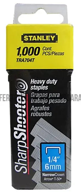 Grapa uso ligero 1/4" Stanley TRA204T (1000 por paquete)-104609-76174053883