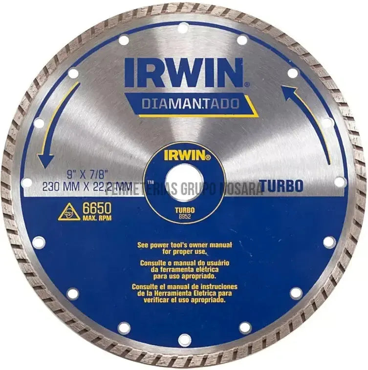 Disco de corte diamantado turbo 9" Irwin IW8952-106880-7897095026304