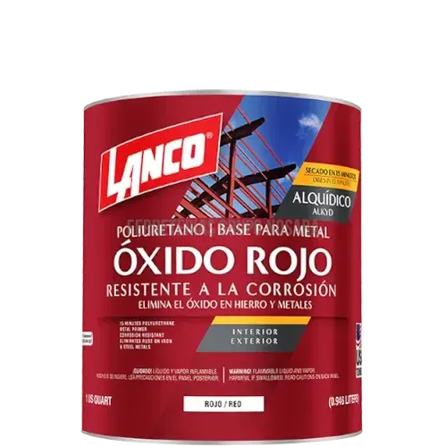 PINTURA ANTICORROSIVO POLIURETANO BASE AGUA 1/4 (MINIO ROJO) LANCO / MM100-5-140011-718594010557