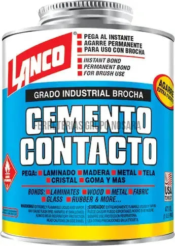 Cemento de contacto grado industrial 1/8 galon Lanco CA302-6-140037-718594014869