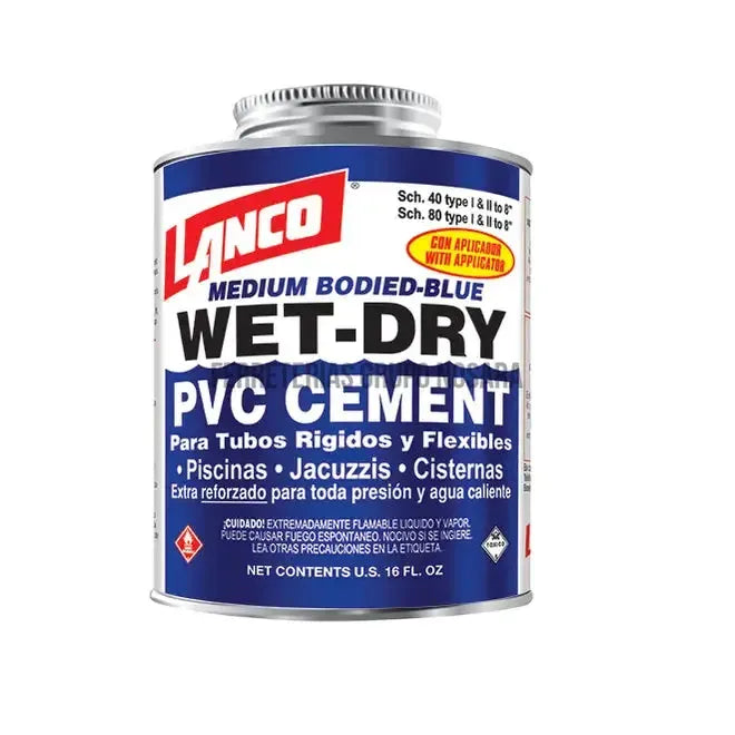 Pegamento PVC agua fria y caliente Wet-Dry azul 1/8 galon Lanco SM248-6-140077-718594024868
