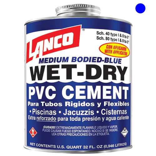 PEGAMENTO PVC AGUA FRÍA Y CALIENTE WET-DRY AZUL 1/4 (32 OZ) LANCO SM248-5