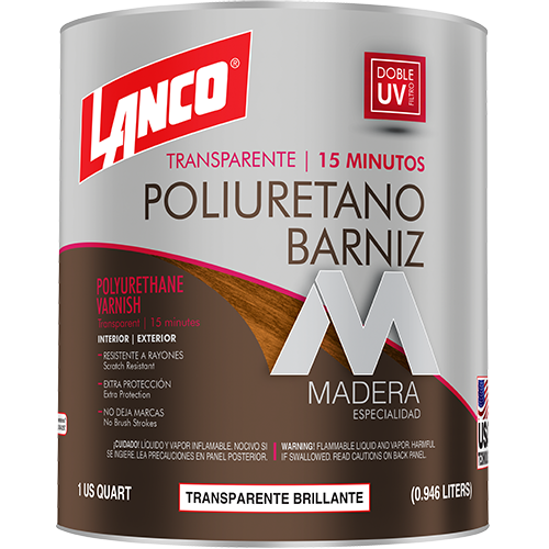 Barniz poliuretano brillante transparente 15 minutos cuarto Lanco PV360-5